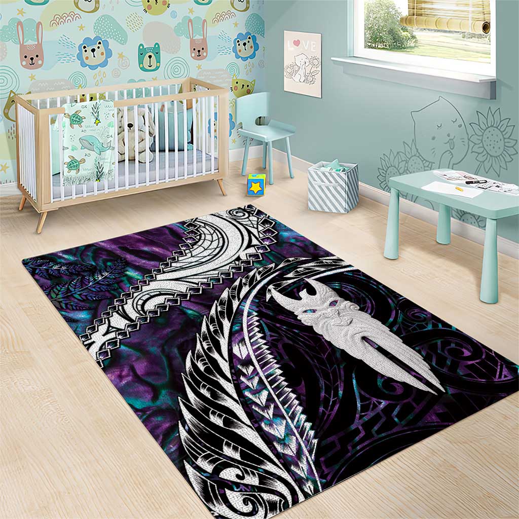 New Zealand Aotearoa Area Rug Maori Hei Rehua Paua Shell Glitter Purple LT05 - Polynesian Pride