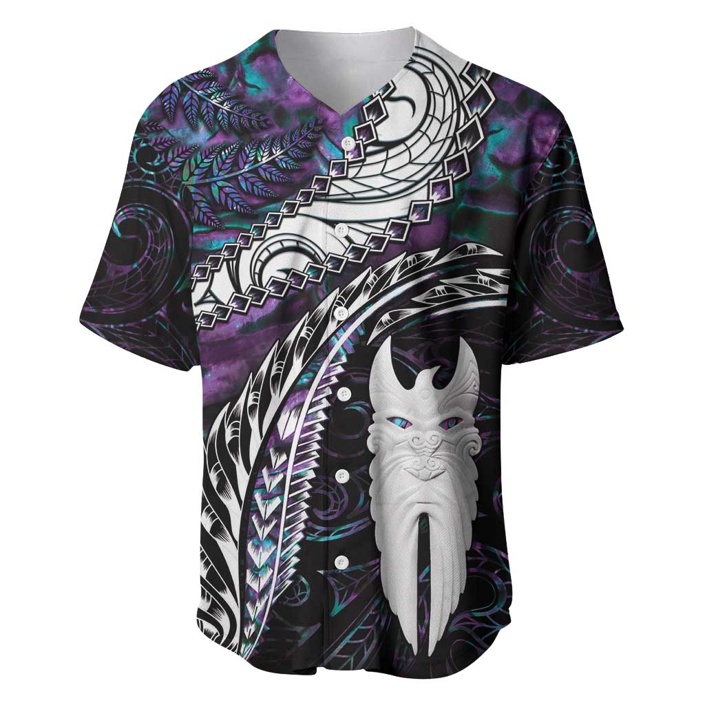 New Zealand Aotearoa Baseball Jersey Maori Hei Rehua Paua Shell Glitter Purple LT05 Purple - Polynesian Pride