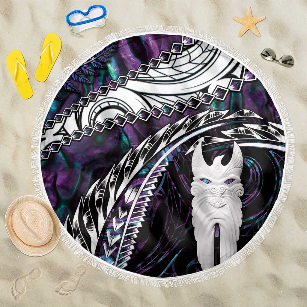 New Zealand Aotearoa Beach Blanket Maori Hei Rehua Paua Shell Glitter Purple LT05 One Size 150cm Purple - Polynesian Pride