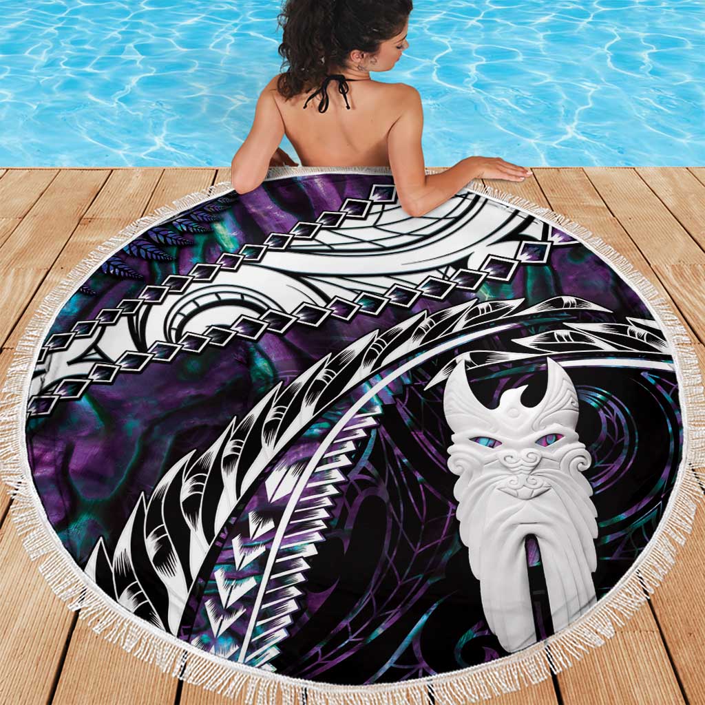 New Zealand Aotearoa Beach Blanket Maori Hei Rehua Paua Shell Glitter Purple LT05 - Polynesian Pride