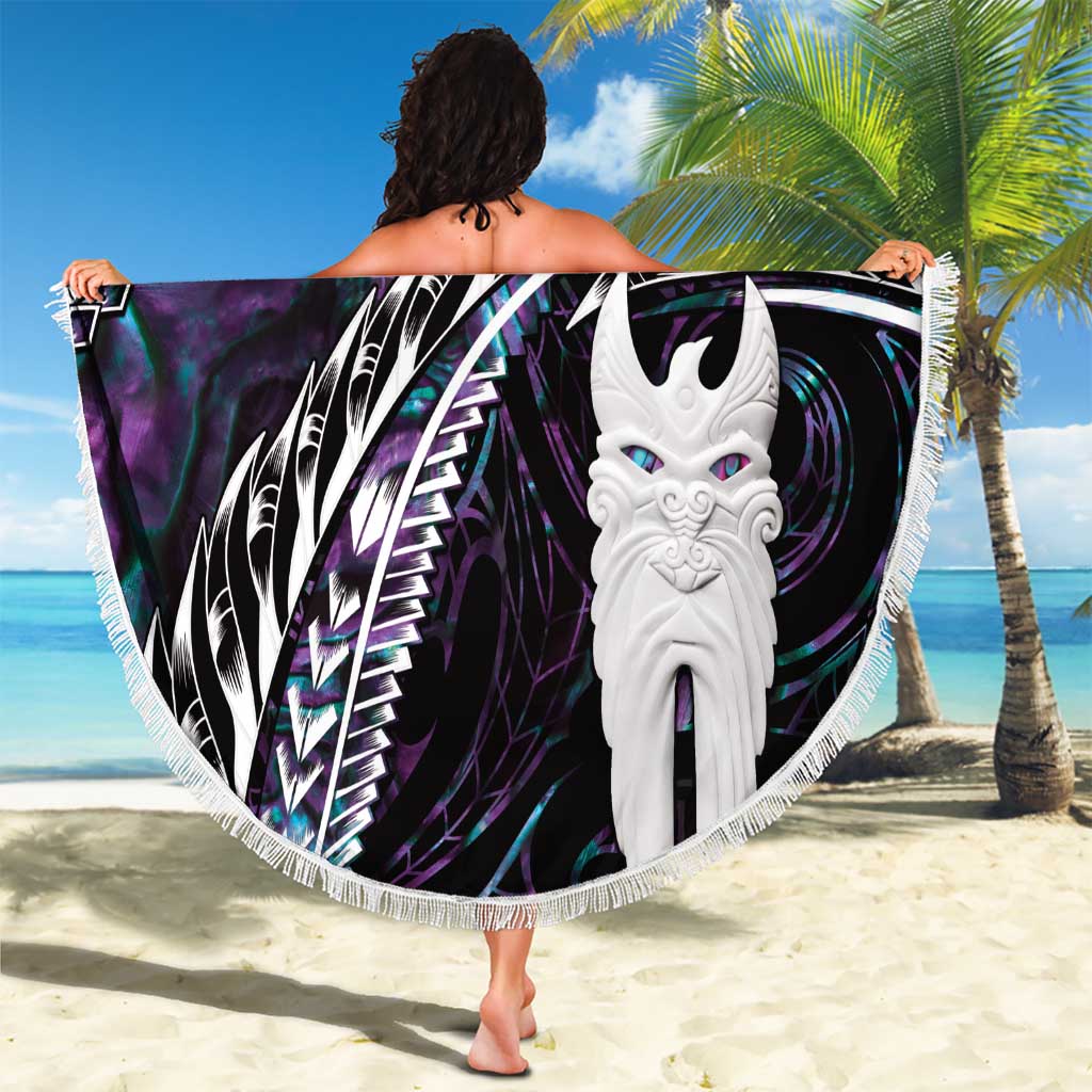 New Zealand Aotearoa Beach Blanket Maori Hei Rehua Paua Shell Glitter Purple LT05 - Polynesian Pride