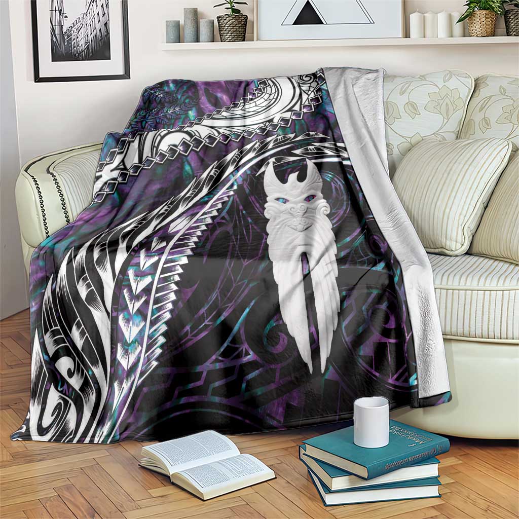 New Zealand Aotearoa Blanket Maori Hei Rehua Paua Shell Glitter Purple LT05 Purple - Polynesian Pride