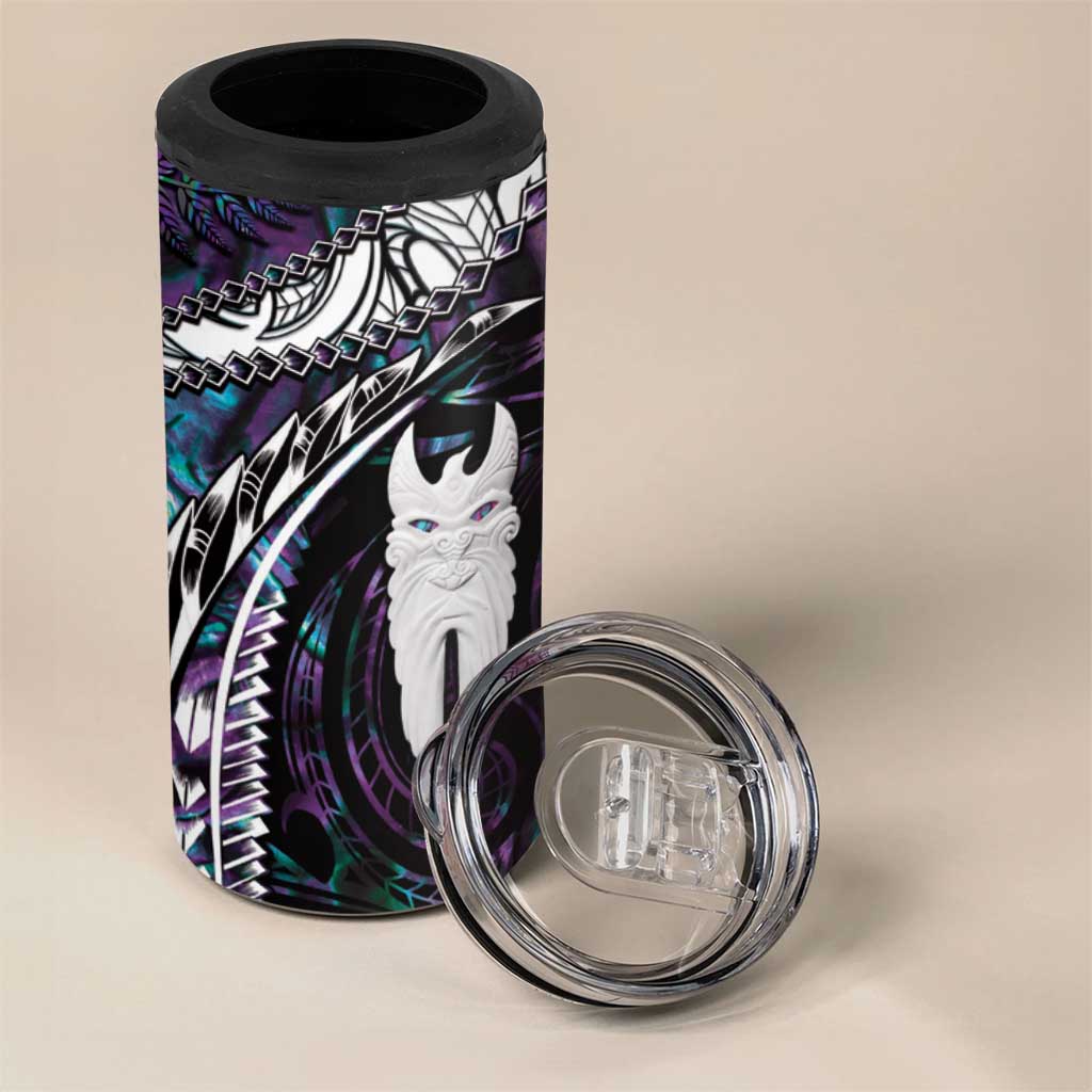 New Zealand Aotearoa 4 in 1 Can Cooler Tumbler Maori Hei Rehua Paua Shell Glitter Purple LT05 - Polynesian Pride