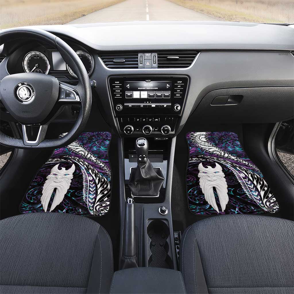 New Zealand Aotearoa Car Mats Maori Hei Rehua Paua Shell Glitter Purple LT05 Set 2pcs - Front Purple - Polynesian Pride
