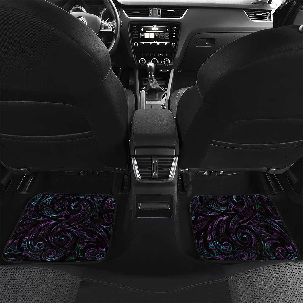 New Zealand Aotearoa Car Mats Maori Hei Rehua Paua Shell Glitter Purple LT05 Set 2pcs - Back Purple - Polynesian Pride