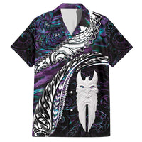 New Zealand Aotearoa Family Matching Long Sleeve Bodycon Dress and Hawaiian Shirt Maori Hei Rehua Paua Shell Glitter Purple LT05 Dad's Shirt - Short Sleeve Purple - Polynesian Pride