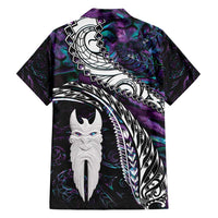 New Zealand Aotearoa Family Matching Long Sleeve Bodycon Dress and Hawaiian Shirt Maori Hei Rehua Paua Shell Glitter Purple LT05 - Polynesian Pride