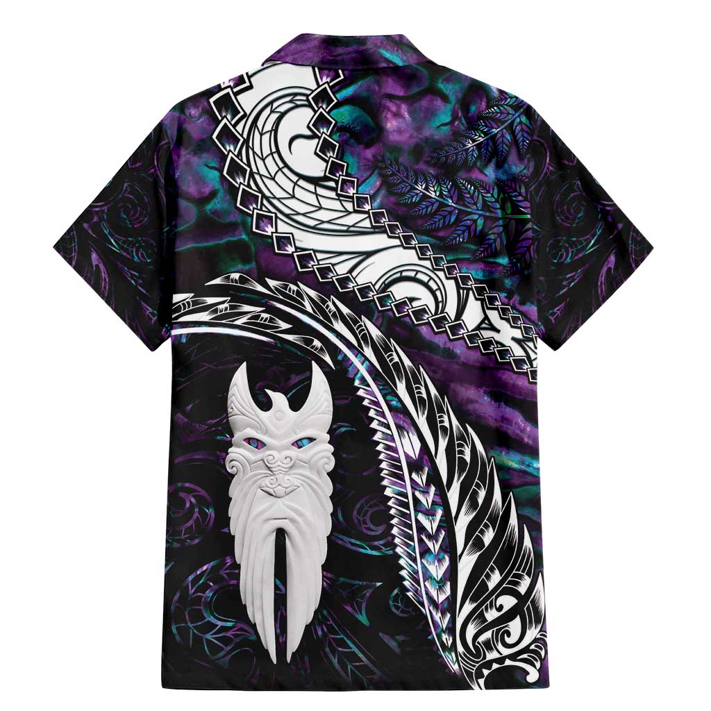 New Zealand Aotearoa Family Matching Mermaid Dress and Hawaiian Shirt Maori Hei Rehua Paua Shell Glitter Purple LT05 - Polynesian Pride