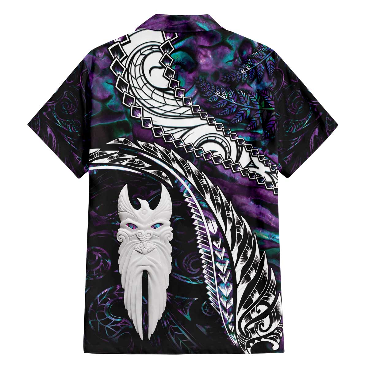 New Zealand Aotearoa Family Matching Off The Shoulder Long Sleeve Dress and Hawaiian Shirt Maori Hei Rehua Paua Shell Glitter Purple LT05 - Polynesian Pride