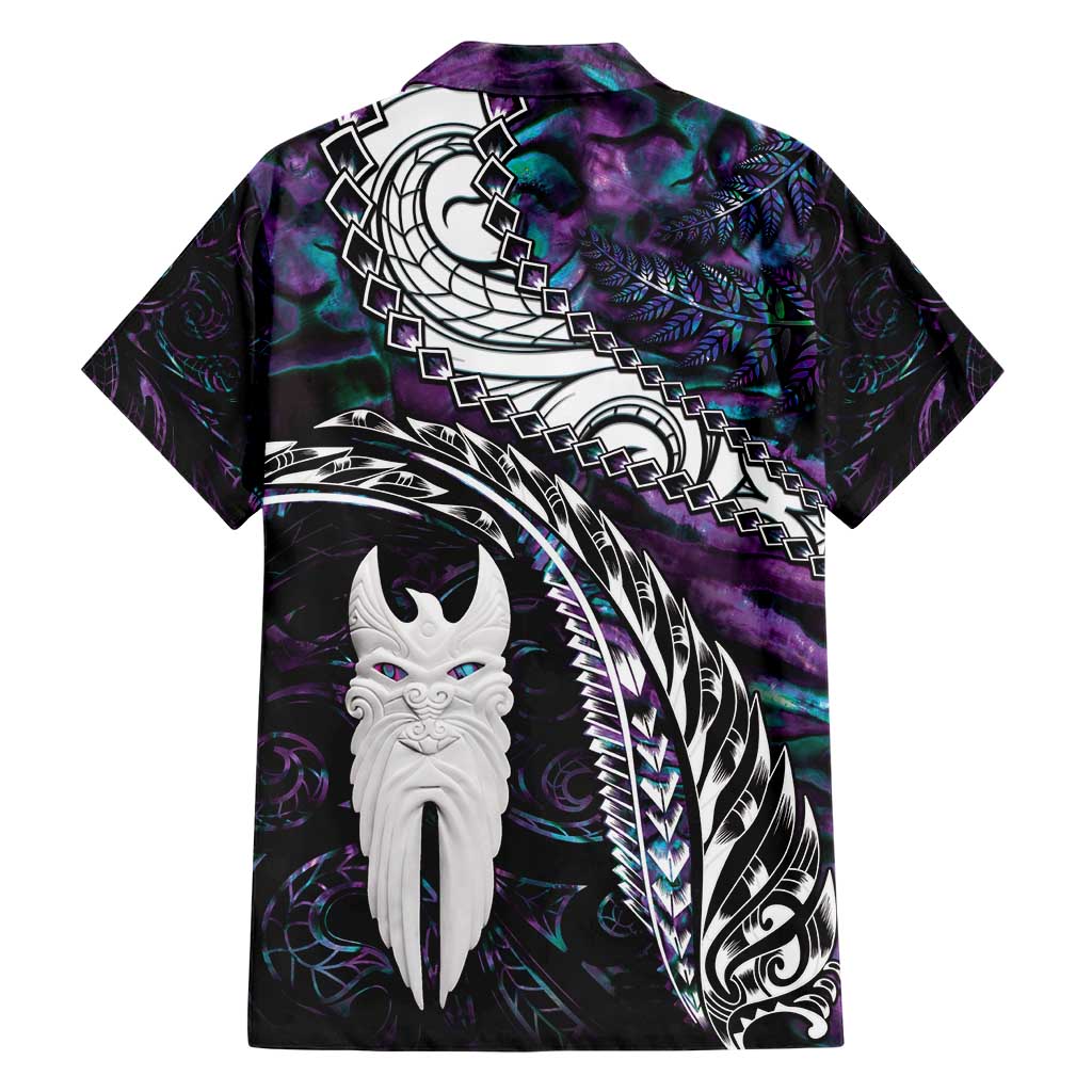New Zealand Aotearoa Family Matching Short Sleeve Bodycon Dress and Hawaiian Shirt Maori Hei Rehua Paua Shell Glitter Purple LT05 - Polynesian Pride
