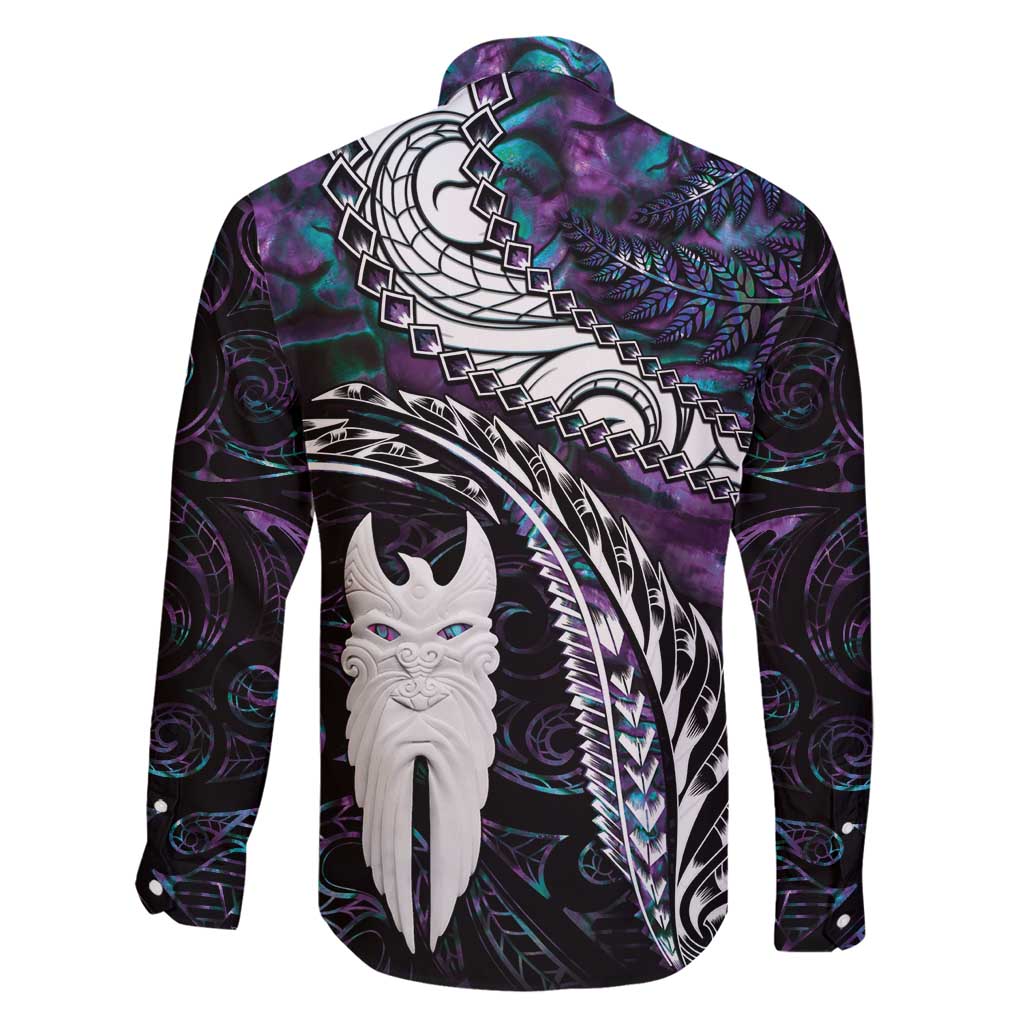 New Zealand Aotearoa Family Matching Tank Maxi Dress and Hawaiian Shirt Maori Hei Rehua Paua Shell Glitter Purple LT05 - Polynesian Pride