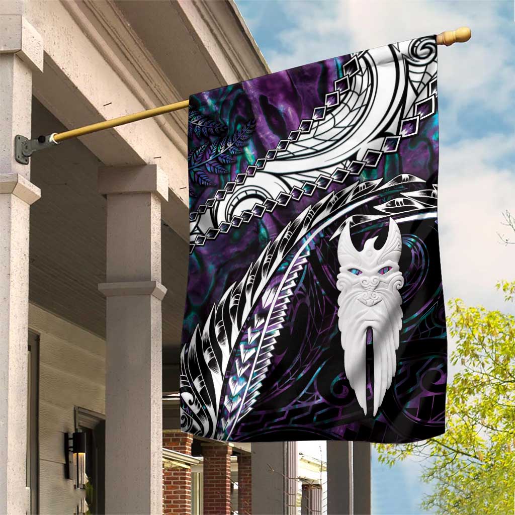 New Zealand Aotearoa Garden Flag Maori Hei Rehua Paua Shell Glitter Purple LT05 House Flag Purple - Polynesian Pride