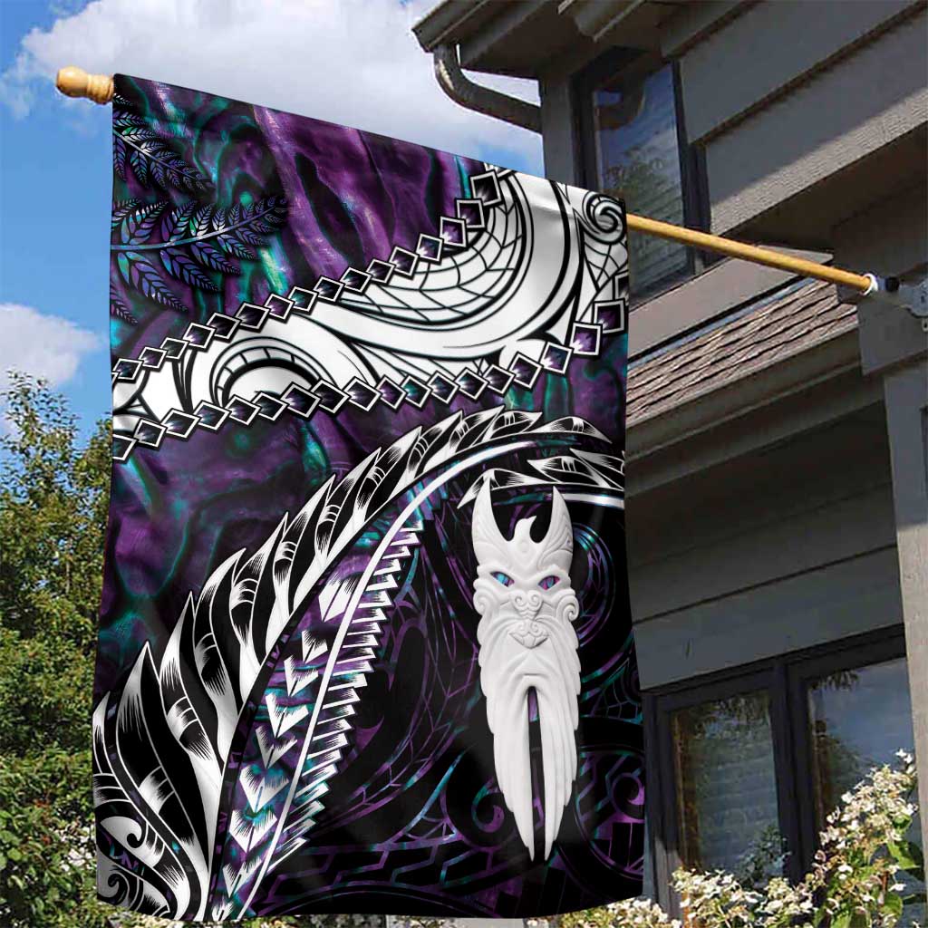 New Zealand Aotearoa Garden Flag Maori Hei Rehua Paua Shell Glitter Purple LT05 - Polynesian Pride