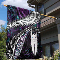 New Zealand Aotearoa Garden Flag Maori Hei Rehua Paua Shell Glitter Purple LT05 - Polynesian Pride