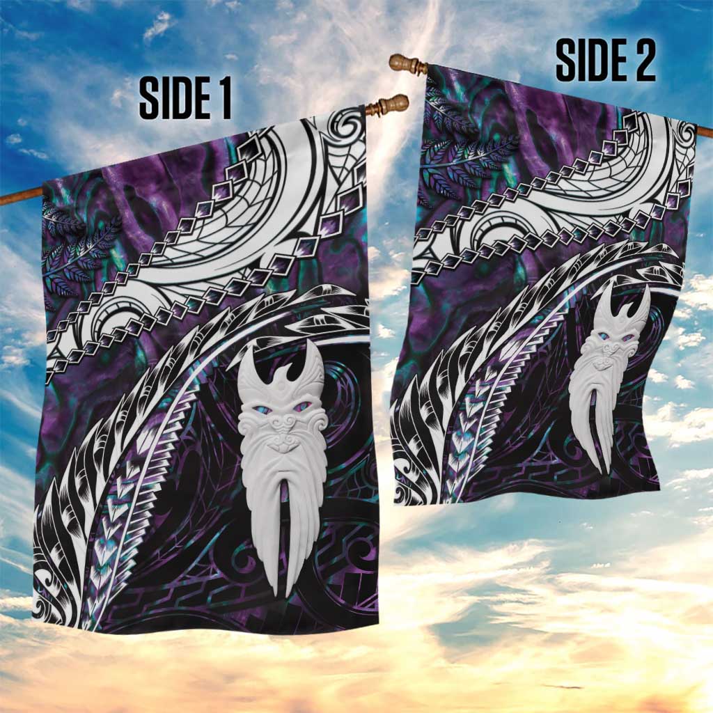 New Zealand Aotearoa Garden Flag Maori Hei Rehua Paua Shell Glitter Purple LT05 - Polynesian Pride
