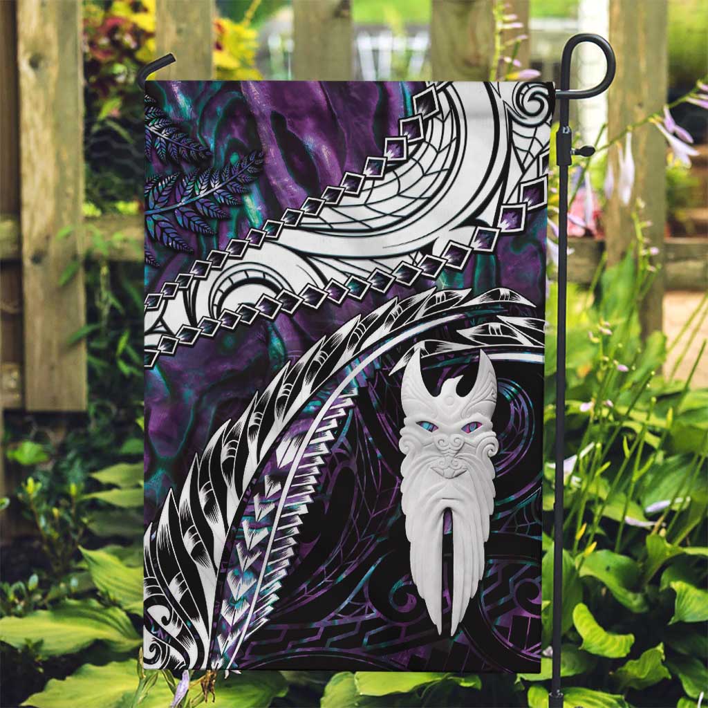 New Zealand Aotearoa Garden Flag Maori Hei Rehua Paua Shell Glitter Purple LT05 Garden Flag Purple - Polynesian Pride