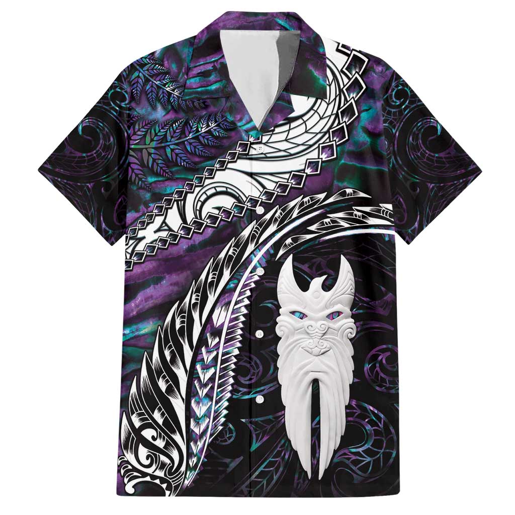 New Zealand Aotearoa Hawaiian Shirt Maori Hei Rehua Paua Shell Glitter Purple LT05 Purple - Polynesian Pride