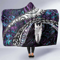 New Zealand Aotearoa Hooded Blanket Maori Hei Rehua Paua Shell Glitter Purple LT05 One Size Purple - Polynesian Pride