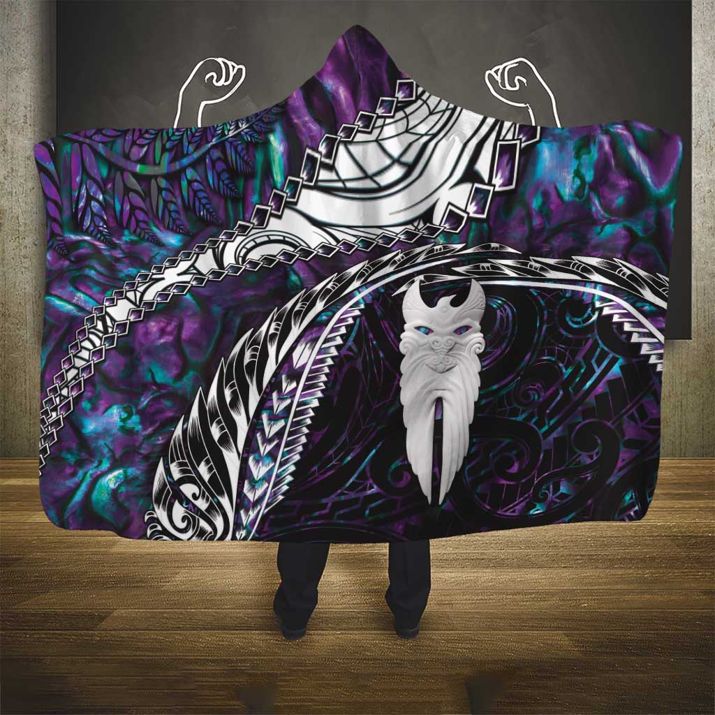 New Zealand Aotearoa Hooded Blanket Maori Hei Rehua Paua Shell Glitter Purple LT05 - Polynesian Pride