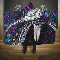 New Zealand Aotearoa Hooded Blanket Maori Hei Rehua Paua Shell Glitter Purple LT05 - Polynesian Pride