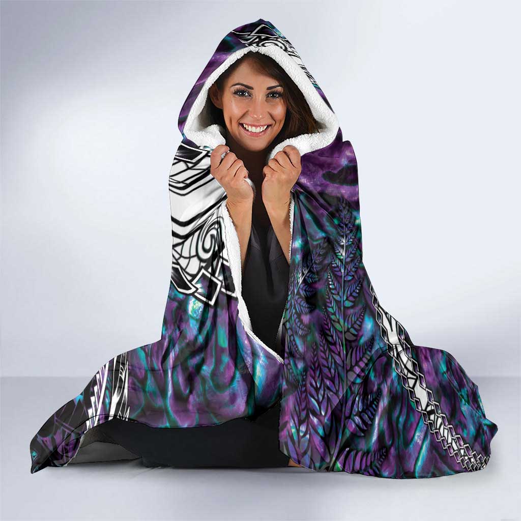 New Zealand Aotearoa Hooded Blanket Maori Hei Rehua Paua Shell Glitter Purple LT05 - Polynesian Pride