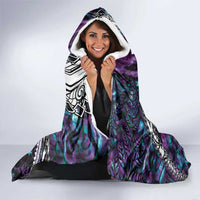 New Zealand Aotearoa Hooded Blanket Maori Hei Rehua Paua Shell Glitter Purple LT05 - Polynesian Pride