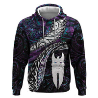 New Zealand Aotearoa Hoodie Maori Hei Rehua Paua Shell Glitter Purple LT05 Pullover Hoodie Purple - Polynesian Pride