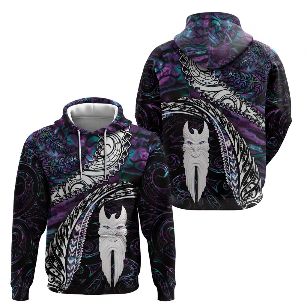 New Zealand Aotearoa Hoodie Maori Hei Rehua Paua Shell Glitter Purple LT05 - Polynesian Pride