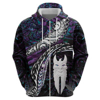 New Zealand Aotearoa Hoodie Maori Hei Rehua Paua Shell Glitter Purple LT05 - Polynesian Pride