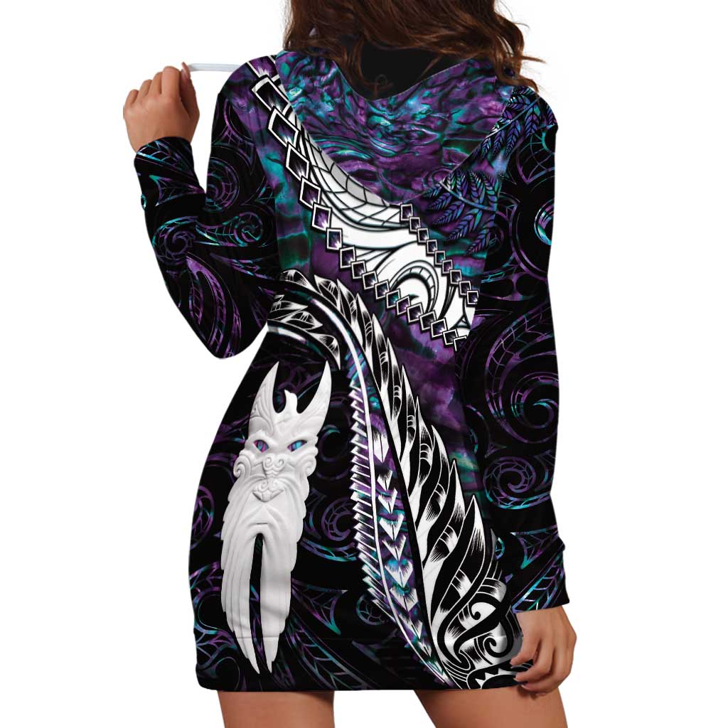 New Zealand Aotearoa Hoodie Dress Maori Hei Rehua Paua Shell Glitter Purple LT05 - Polynesian Pride