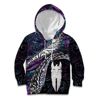 New Zealand Aotearoa Kid Hoodie Maori Hei Rehua Paua Shell Glitter Purple LT05 Hoodie Purple - Polynesian Pride