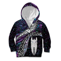 New Zealand Aotearoa Kid Hoodie Maori Hei Rehua Paua Shell Glitter Purple LT05 Zip Hoodie Purple - Polynesian Pride