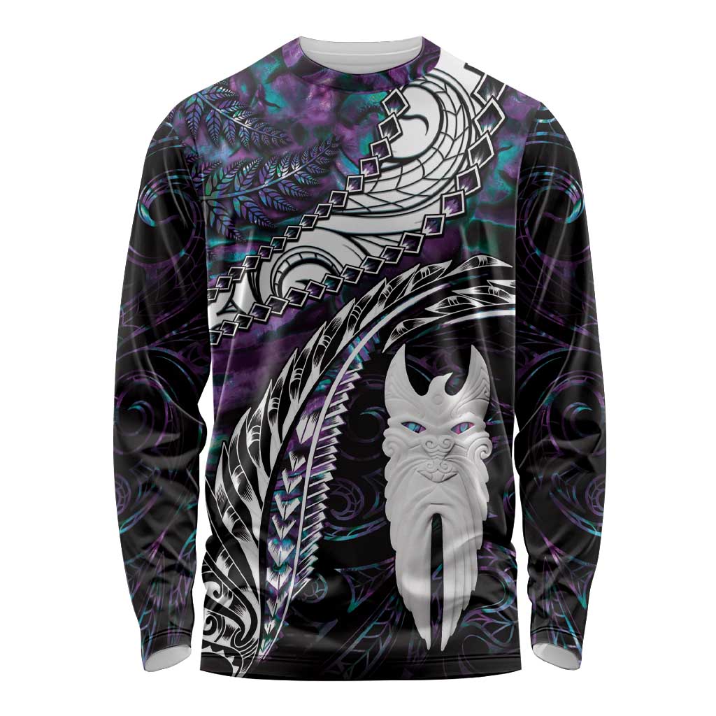 New Zealand Aotearoa Long Sleeve Shirt Maori Hei Rehua Paua Shell Glitter Purple LT05 Unisex Purple - Polynesian Pride