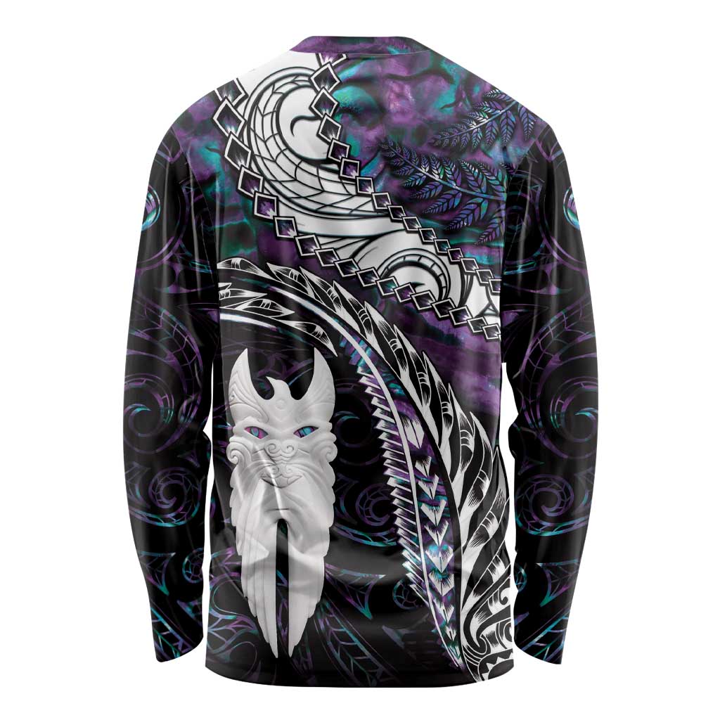 New Zealand Aotearoa Long Sleeve Shirt Maori Hei Rehua Paua Shell Glitter Purple LT05 - Polynesian Pride