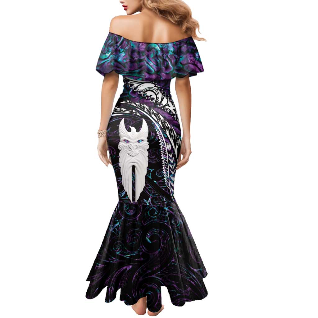 New Zealand Aotearoa Mermaid Dress Maori Hei Rehua Paua Shell Glitter Purple LT05 - Polynesian Pride