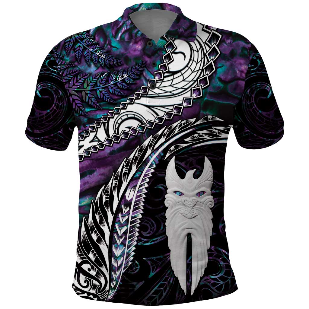 New Zealand Aotearoa Polo Shirt Maori Hei Rehua Paua Shell Glitter Purple LT05 Purple - Polynesian Pride