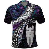 New Zealand Aotearoa Polo Shirt Maori Hei Rehua Paua Shell Glitter Purple LT05 Purple - Polynesian Pride