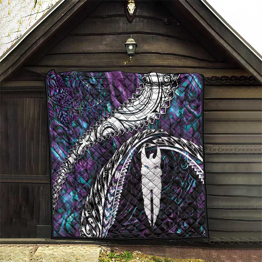 New Zealand Aotearoa Quilt Maori Hei Rehua Paua Shell Glitter Purple LT05 - Polynesian Pride