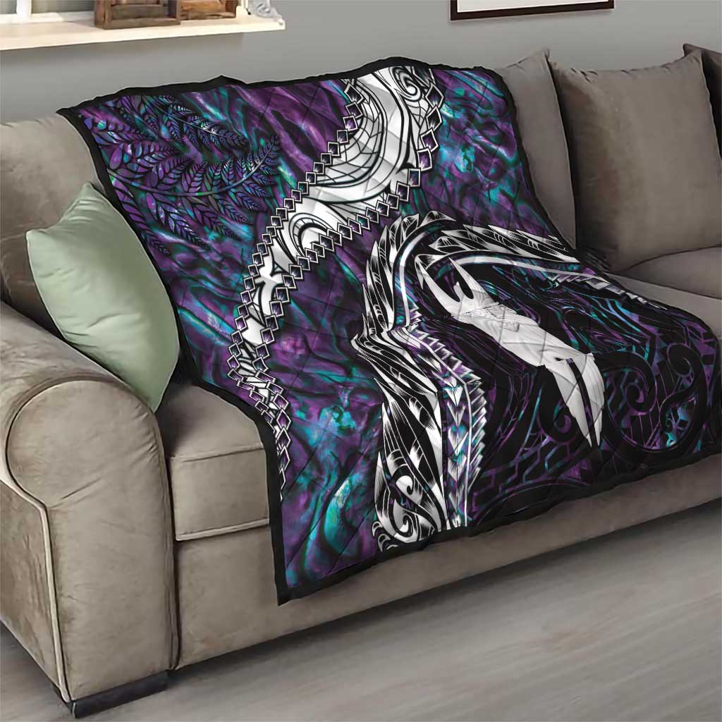 New Zealand Aotearoa Quilt Maori Hei Rehua Paua Shell Glitter Purple LT05 - Polynesian Pride