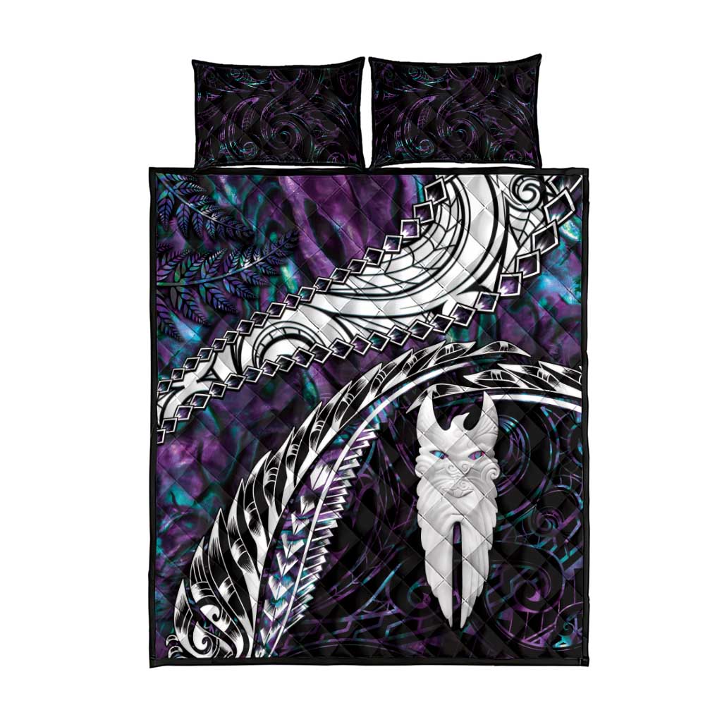 New Zealand Aotearoa Quilt Bed Set Maori Hei Rehua Paua Shell Glitter Purple LT05 - Polynesian Pride