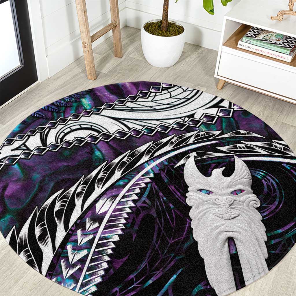 New Zealand Aotearoa Round Carpet Maori Hei Rehua Paua Shell Glitter Purple LT05 Purple - Polynesian Pride