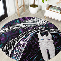 New Zealand Aotearoa Round Carpet Maori Hei Rehua Paua Shell Glitter Purple LT05 Purple - Polynesian Pride