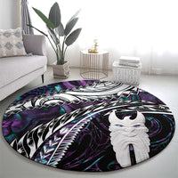 New Zealand Aotearoa Round Carpet Maori Hei Rehua Paua Shell Glitter Purple LT05 - Polynesian Pride