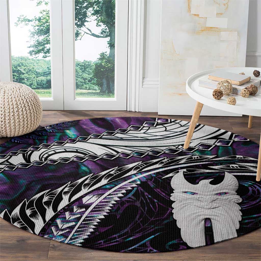 New Zealand Aotearoa Round Carpet Maori Hei Rehua Paua Shell Glitter Purple LT05 - Polynesian Pride
