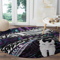 New Zealand Aotearoa Round Carpet Maori Hei Rehua Paua Shell Glitter Purple LT05 - Polynesian Pride