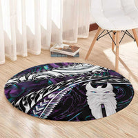 New Zealand Aotearoa Round Carpet Maori Hei Rehua Paua Shell Glitter Purple LT05 - Polynesian Pride
