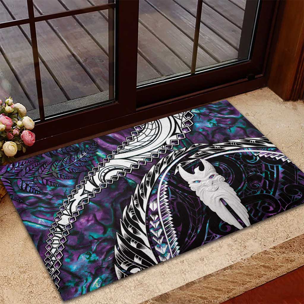 New Zealand Aotearoa Rubber Doormat Maori Hei Rehua Paua Shell Glitter Purple LT05 - Polynesian Pride