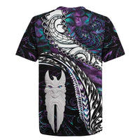 New Zealand Aotearoa Rugby Jersey Maori Hei Rehua Paua Shell Glitter Purple LT05 - Polynesian Pride