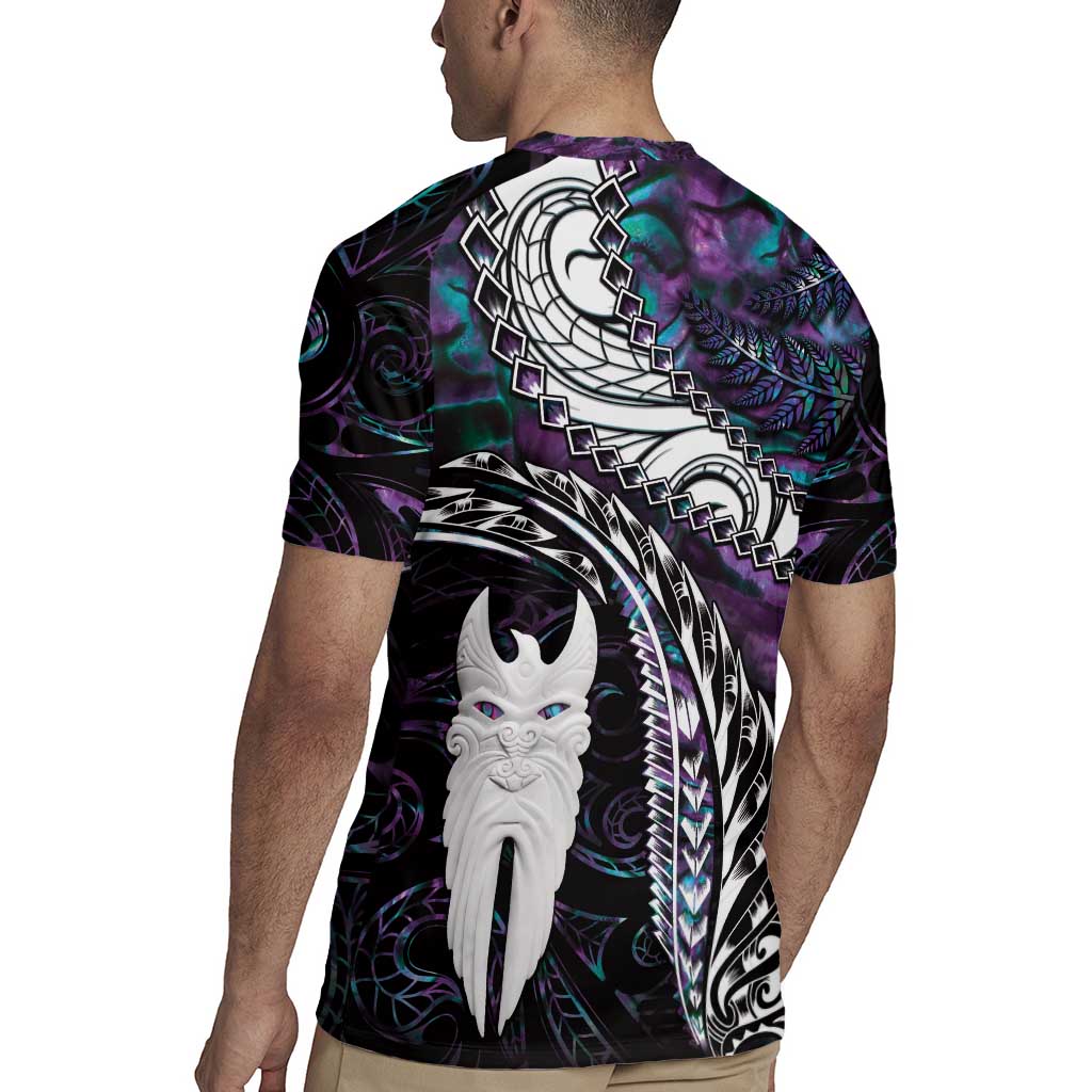 New Zealand Aotearoa Rugby Jersey Maori Hei Rehua Paua Shell Glitter Purple LT05 - Polynesian Pride