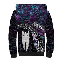 New Zealand Aotearoa Sherpa Hoodie Maori Hei Rehua Paua Shell Glitter Purple LT05 - Polynesian Pride